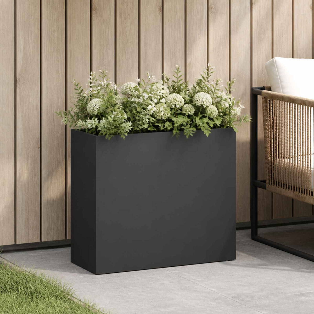 Vidaxl plantenbak zwart 50 x 20 x 40 cm koudgewalst staal