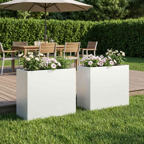 Vidaxl plantenbak 2 st wit 50 x 20 x 40 cm koudgewalst staal