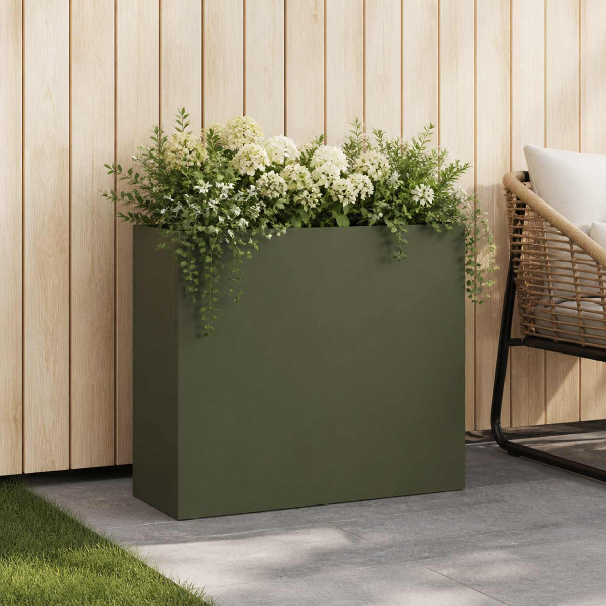 Vidaxl plantenbak olijfgroen 50 x 20 x 40 cm koudgewalst staal