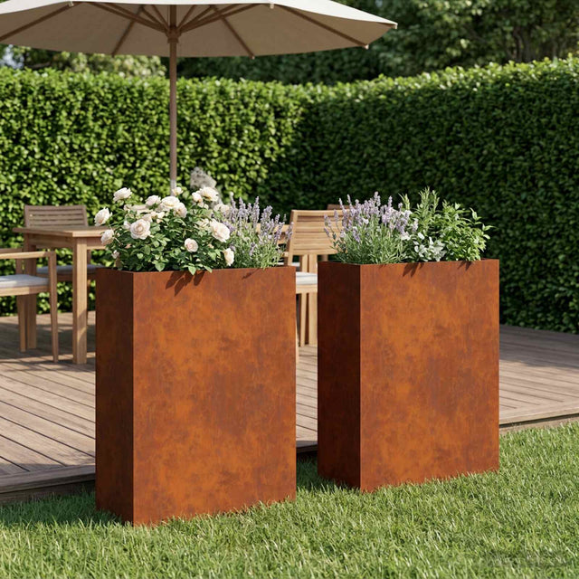 Vidaxl plantenbak 2 st roestkleurig 50 x 20 x 75 cm weervast staal