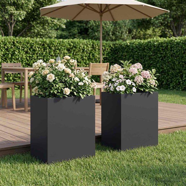 Vidaxl plantenbak 2 st zwart 40 x 30 x 40 cm koudgewalst staal