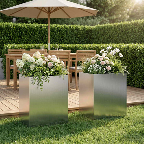 Vidaxl plantenbak 2 st zilver 40 x 30 x 40 cm gegalvaniseerd staal