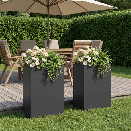 Vidaxl plantenbak 2 st zwart 40 x 30 x 75 cm koudgewalst staal
