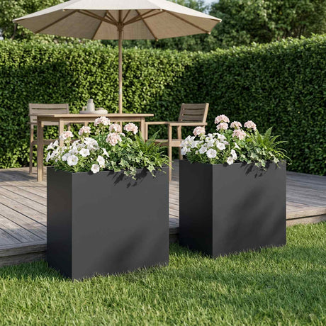 Vidaxl plantenbak 2 st zwart 50 x 30 x 40 cm koudgewalst staal
