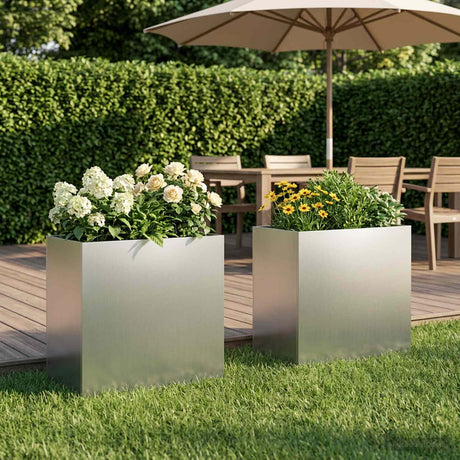 Vidaxl plantenbak 2 st zilver 50 x 30 x 40 cm gegalvaniseerd staal
