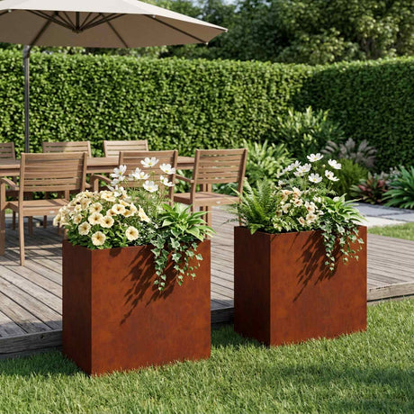 Vidaxl plantenbak 2 st roestkleurig 50 x 30 x 40 cm weervast staal