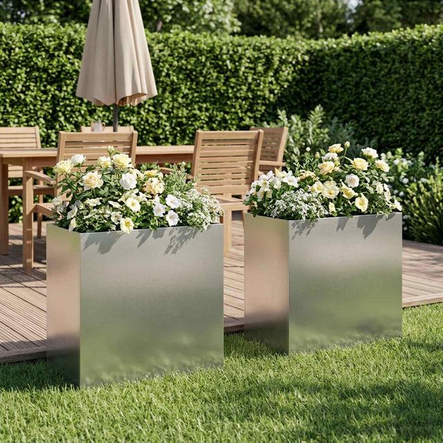 Vidaxl plantenbak 2 st zilver 50 x 30 x 50 cm roestvrij staal