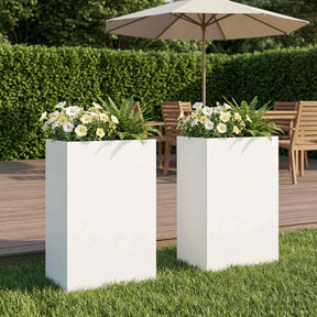 Vidaxl plantenbak 2 st wit 50 x 30 x 75 cm koudgewalst staal