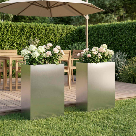 Vidaxl plantenbak 2 st zilver 50 x 30 x 75 cm roestvrij staal