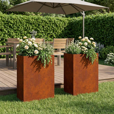 Vidaxl plantenbak 2 st roestkleurig 50 x 30 x 75 cm weervast staal