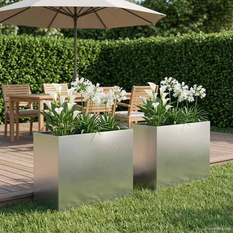 Vidaxl plantenbak 2 st zilver 60 x 30 x 40 cm roestvrij staal
