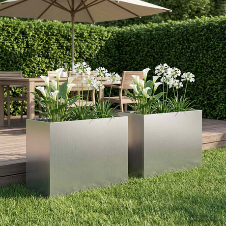 Vidaxl plantenbak 2 st zilver 60 x 30 x 40 cm gegalvaniseerd staal