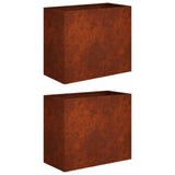 Vidaxl plantenbak 2 st roestkleurig 60 x 30 x 40 cm weervast staal