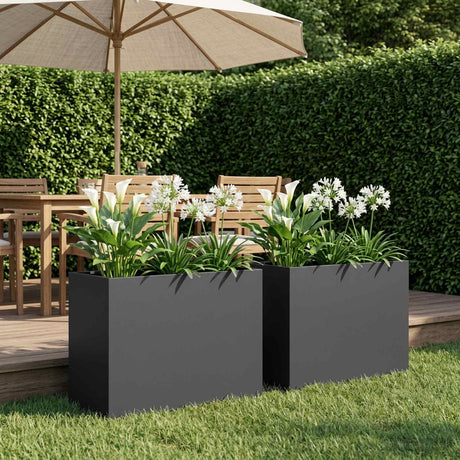 Vidaxl plantenbak 2 st zwart 60 x 30 x 50 cm koudgewalst staal