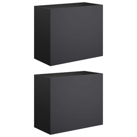 Vidaxl plantenbak 2 st zwart 60 x 30 x 50 cm koudgewalst staal