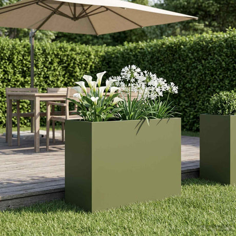 Vidaxl plantenbak olijfgroen 60 x 30 x 50 cm koudgewalst staal