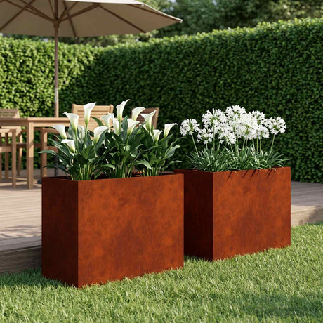 Vidaxl plantenbak 2 st roestkleurig 60 x 30 x 50 cm weervast staal