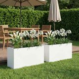 Vidaxl plantenbak 2 st wit 80 x 30 x 40 cm koudgewalst staal