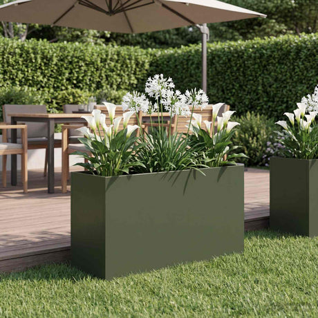 Vidaxl plantenbak olijfgroen 80 x 30 x 40 cm koudgewalst staal