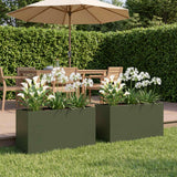 Vidaxl plantenbak 2 st olijfgroen 80 x 30 x 50 cm koudgewalst staal