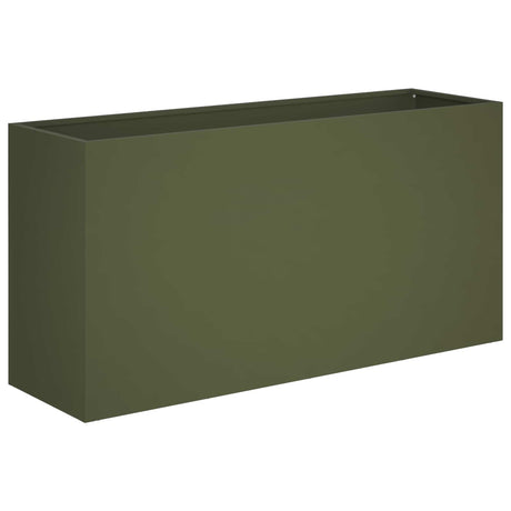 Vidaxl plantenbak 2 st olijfgroen 100 x 30 x 40 cm koudgewalst staal