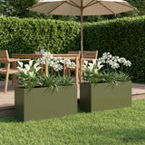 Vidaxl plantenbak 2 st olijfgroen 100 x 30 x 50 cm koudgewalst staal
