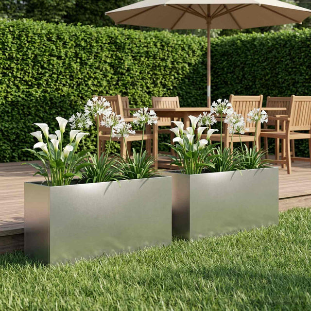 Vidaxl plantenbak 2 st zilver 100 x 30 x 50 cm roestvrij staal