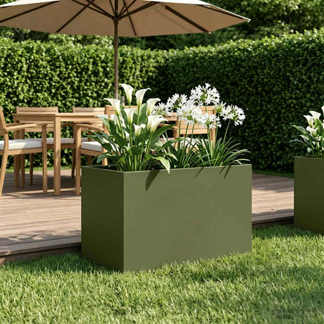 Vidaxl plantenbak olijfgroen 50 x 40 x 40 cm koudgewalst staal