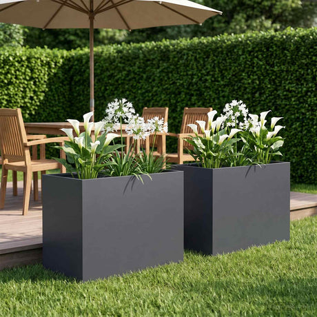 Vidaxl plantenbak 2 st antraciet 50 x 40 x 50 cm koudgewalst staal