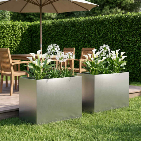 Vidaxl plantenbak 2 st zilver 50 x 40 x 50 cm roestvrij staal