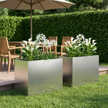 Vidaxl plantenbak 2 st zilver 50 x 40 x 50 cm gegalvaniseerd staal