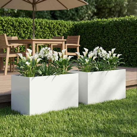 Vidaxl plantenbak 2 st wit 60 x 40 x 40 cm koudgewalst staal
