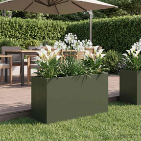 Vidaxl plantenbak olijfgroen 80 x 40 x 50 cm koudgewalst staal