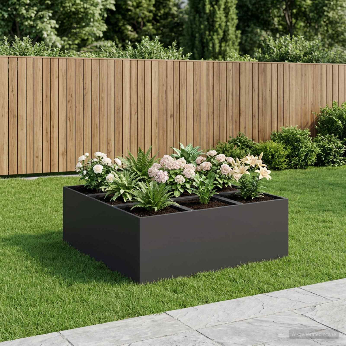 Vidaxl plantenbak zwart 100 x 100 x 30 cm koudgewalst staal