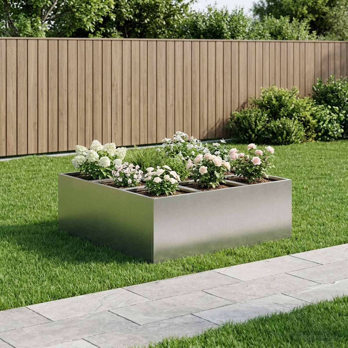 Vidaxl plantenbak zilver 100 x 100 x 40 cm roestvrij staal