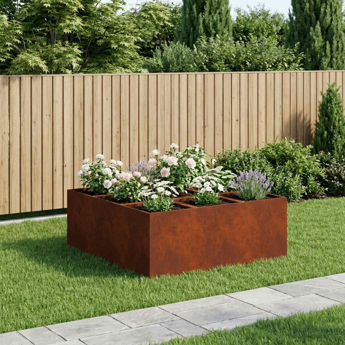 Vidaxl plantenbak roestkleurig 100 x 100 x 40 cm weervast staal
