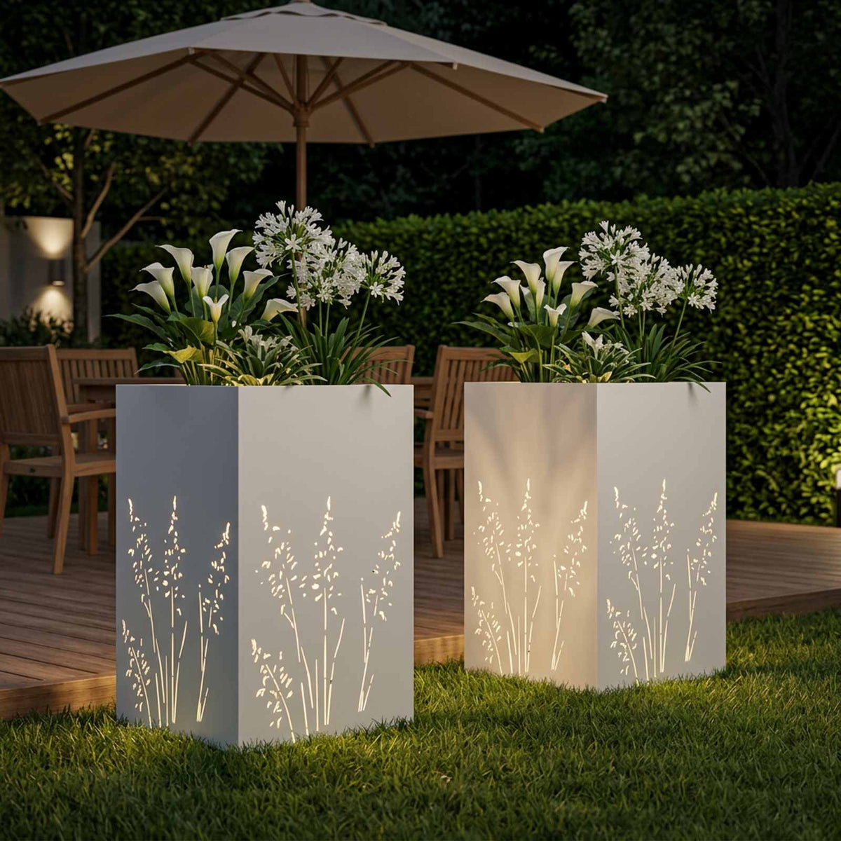 Vidaxl plantenbak 2 st wit 50 x 50 x 75 cm koudgewalst staal