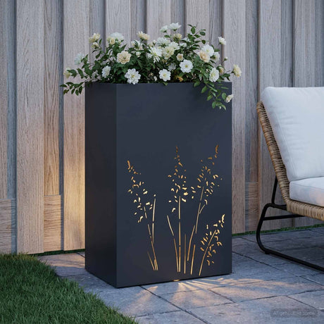 Vidaxl plantenbak zwart 50 x 30 x 75 cm koudgewalst staal