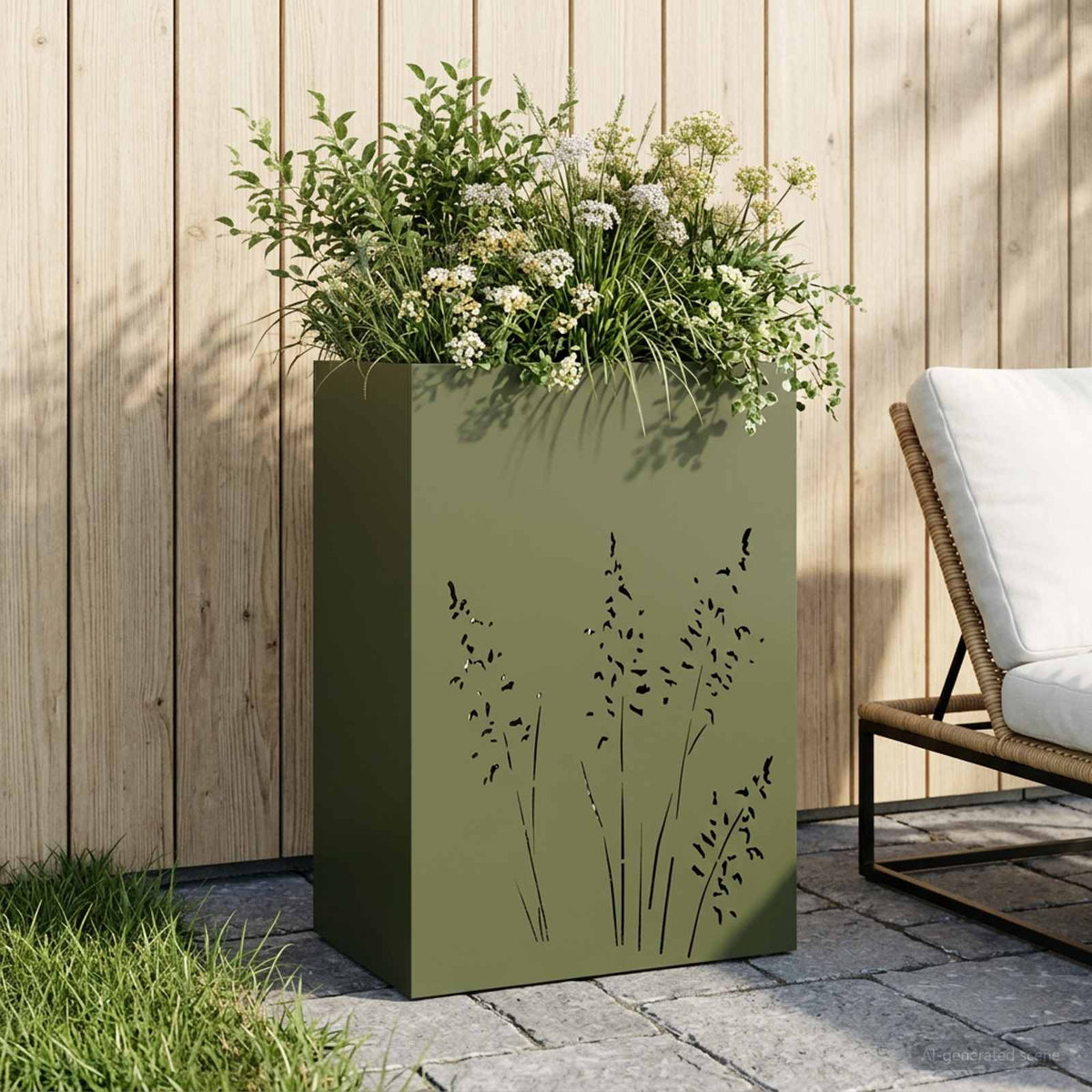 Vidaxl plantenbak olijfgroen 50 x 30 x 75 cm koudgewalst staal