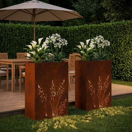 Vidaxl plantenbak 2 st roestkleurig 50 x 30 x 75 cm weervast staal