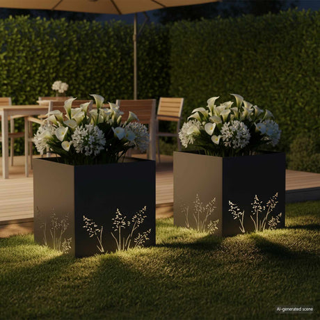 Vidaxl plantenbak 2 st zwart 50 x 50 x 49 cm koudgewalst staal