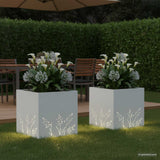 Vidaxl plantenbak 2 st wit 50 x 50 x 49 cm koudgewalst staal