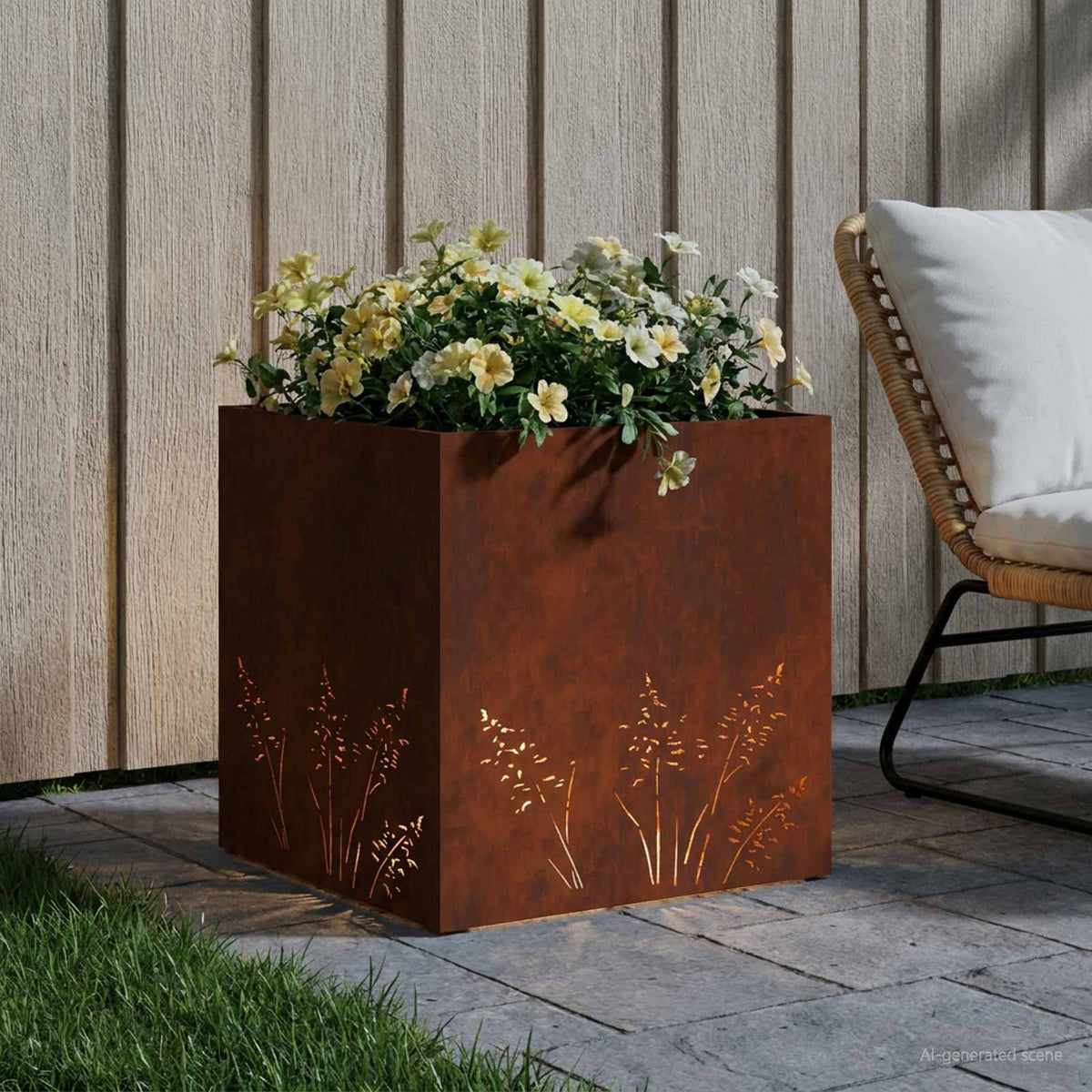Vidaxl plantenbak roestkleurig 50 x 50 x 49 cm weervast staal