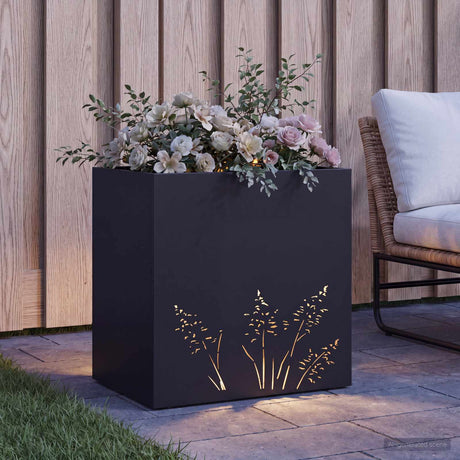 Vidaxl plantenbak zwart 50 x 30 x 49 cm koudgewalst staal