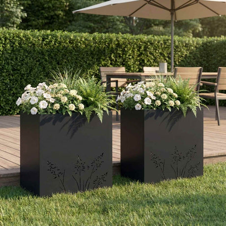 Vidaxl plantenbak 2 st zwart 50 x 30 x 49 cm koudgewalst staal