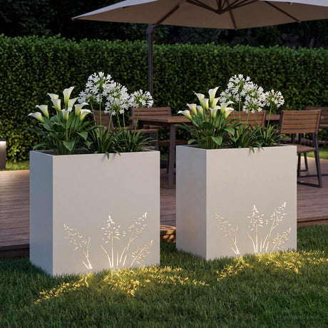 Vidaxl plantenbak 2 st wit 50 x 30 x 49 cm koudgewalst staal