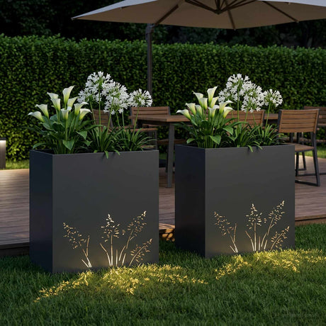 Vidaxl plantenbak 2 st antraciet 50 x 30 x 49 cm koudgewalst staal