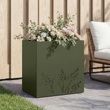 Vidaxl plantenbak olijfgroen 50 x 30 x 49 cm koudgewalst staal