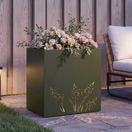 Vidaxl plantenbak olijfgroen 50 x 30 x 49 cm koudgewalst staal