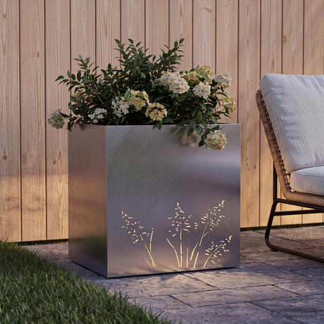 Vidaxl plantenbak zilver 50 x 30 x 49 cm roestvrij staal